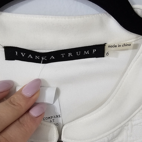 Ivanka Trump Ivory Bomber Jacket with Textured Fabric Size 6 - Picture 6 of 10